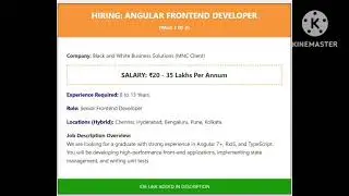 20-35 LPA Salary | Angular Developer Job Recruitment 2026 | Chennai, Bangalore, Hyderabad MNC Hiring
