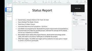 W01 Status Report