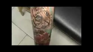 Baby Tiger Realistic Tattoo Portrait done by Moni Marino Tattooartist