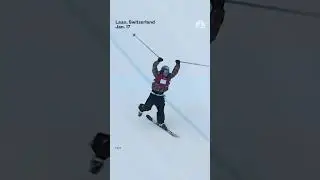 Freeskier loses ski mid-air but sticks the landing