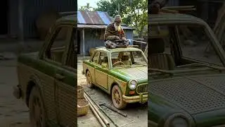 Grandfather make a bamboo car #ai #craft #car #cartoon #shorts