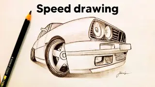 Realistic Graphite Car Drawing &mdash; Step-by-Step (Full Process)