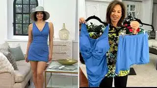 Susan Graver Soleil V-Neck Swimsuit with Ruffles & Overskirt on QVC
