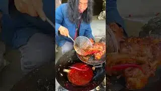 A Korean chef making delicious​ huge chicken with super chili #cooking#mukbang#foodshort #part8