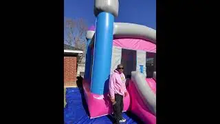 How to set up our pink bounce house #party #fyp #fy #sidehustle 