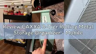 Review CAXXA 3-Tier Rolling Metal Storage Organizer - Mobile Utility Cart Kitchen Cart with Caster W