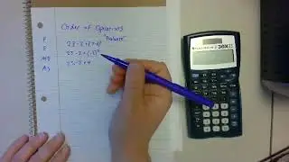 Order of Operations example: 23 -2+(7-9)&sup2;