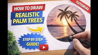 How to draw palm tree 🌴 / step by step #video #viral #drawing #ytvideo #sketching 