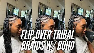 Flip-over Fulani braids| Tribal boho braids| Flip-over Tribal braids with human hair| tribal design