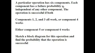 A particular operation has six components. Each component has a failure probability q, independent