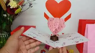 Heart Shaped Love Tree Pink 3D Pop-Up Card