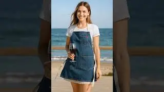 She&rsquo;s Serving Wine & Looks in This Denim Apron  Beach Vibes & Style by ReedWorth #apron #chef #food