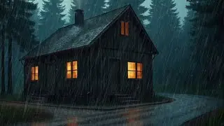 Sleep All Night 🌧️ Gentle Rain in a Cozy Forest Cabin