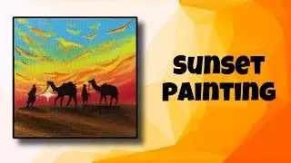 Easy Sunset Painting with Clouds | Painting with Acrylic Colours | Tutorial