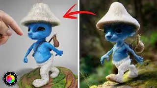 Creando y Dibujando a SMURF CAT de plastilina... (We live, We love, We lie) | PlastiVerse