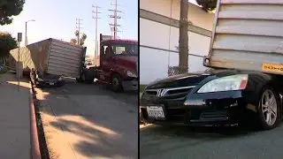 Shipping Container Falls Off Truck and Flattens Car