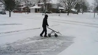 Human Power Wheeled Snow Pusher, Thrower