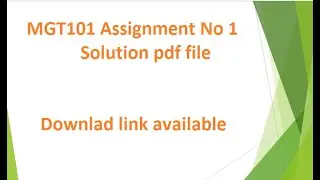 MGT101 Assignment No 1 Solution Spring 2020