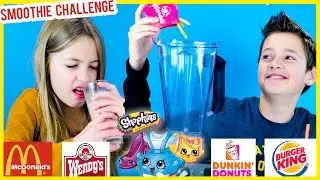 FAST FOOD SMOOTHIE CHALLENGE with SHOPKINS McDONALDS HAPPY MEAL TOYS! GROSS SMOOTHIE TASTE TEST