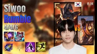 Siwoo Top Rumble vs K'Sante lol KR solo rank Full Game 15.24 | 시우 럼블 vs 크산테
