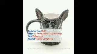 3d Animal Mug Cute Earthenware 3d Black Dog Shaped  Design With 3D Handpaint