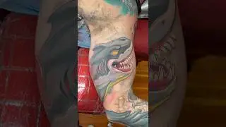 Great white shark tattoo reveal | NEW SCHOOL TATTOOING #tattoos #tattooartist