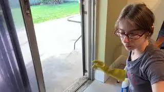ASMR!! Cleaning Vlog!!🧽🧼🦠Cleaning Sliding Door Panels & Windows!!!