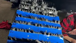 Studding a snowmobile track DIY Woody studs washer and nuts. #woody studs #snowmobile 