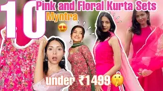 *Best* Myntra Kurta Set Try-On Haul! 😍 Pink & Floral Kurtas 💗 Everything Under ₹1499!!