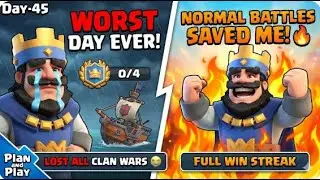 Day-45 Worst Day Ever! Lost All Clan Wars but Normal Battles Saved Me 😭🔥 #clashroyale #gaming