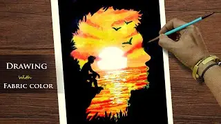 beautiful drawing with fabric color | double exposure drawing | easy art