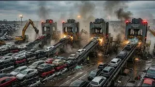 How Old Cars Are Recycled Into New Steel  Inside a Massive Recycling Factory