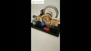 #helloworld7#Enjomor Horizontal Gear Drive Hot Air Stirling Engine#stirling engine#steampunk