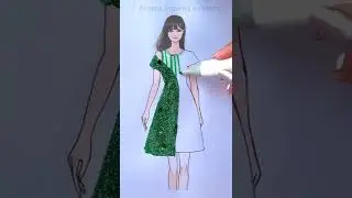Do you like green dress ?  Beautiful dress with Glitter #SatisfyingCreativeArt