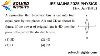 JEE Mains 2025 Physics | Biconvex Lens Cut Question Explained | Optics PYQ Solution for 2026 & 2027