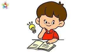 How to draw a Boy reading a book.Drawing and colouring a Boy reading a book.