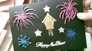 Happy new year greetings card, fireworks