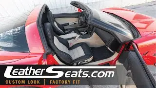 Custom Chevy C6 Corvette Leather Seat Upholstery Kit in Black and Sandstone - LeatherSeats.com