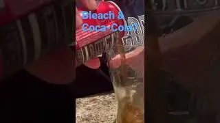 Bleach & coke experiment do not drink the mixture #chemistry #kids #experiment #bleach #cocacola