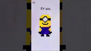 Pixel Art Minion 🤔 (64 bits - quarter bit) #shorts #foryou #minions #pixelart