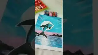 Dolphin  drawing with oil pastel colour beautiful painting #Art #painting🎨 beautiful Dolphin 🐬