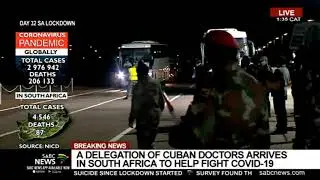 Cuban medical team buses leave to the quarantine site