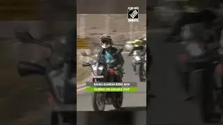 Rahul Gandhi rides bike during his Ladakh visit