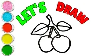 How To Draw A Cute Cherry, Drawing, Painting & Coloring For Kids and Toddlers_ Child Art 🐋🌈🎨