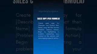 How to Write High-Converting Sales Copy Using the PSA Formula | AI Prompt