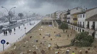 🌪️🌊❄️ Spain Hit by Triple Disaster: Hurricane Winds, Flooded Streets and Snowfall Paralyze Roads