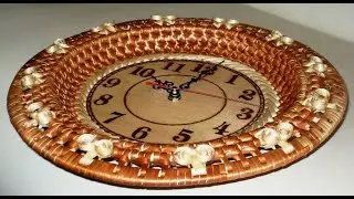 Плетёные часы+декоративное панно. Wicker Wall Clock, Wall Decorative Clock.