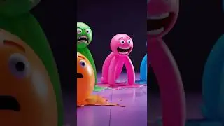 Neon Balloon Creatures in Chaos.#CartoonHorror #BalloonCreatures #NeonMonsters #CreepyCute #Rubbery
