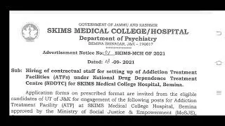 SKIMS MEDICAL COLLEGE SRINAGAR // RECRUITMENT