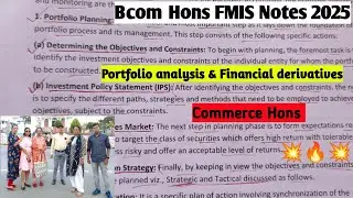 Portfolio Management Process | Diversification | Bcom Hons Notes | Portfolio Analysis & Financial 💵